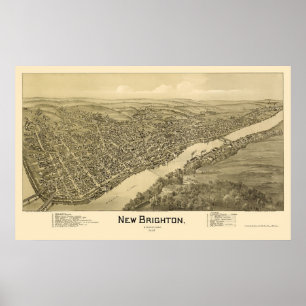 Poster Nouveau Brighton, carte panoramique de PA - 1901