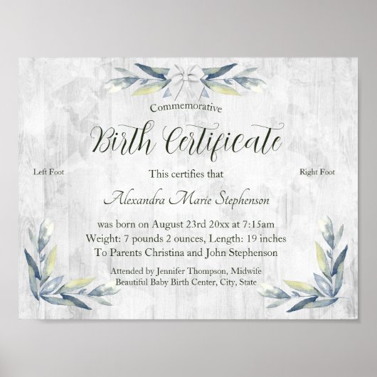 Poster Nouveau certificat de naissance commémoratif Empre (Devant)