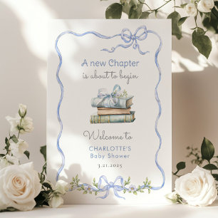 Poster Nouveau chapitre baby shower arc bleu Bienvenue