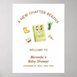 Poster Nouveau chapitre Baby shower du livre de jardin Bi