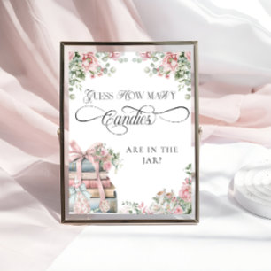 Poster Nouveau chapitre Livre Baby shower fille combien d