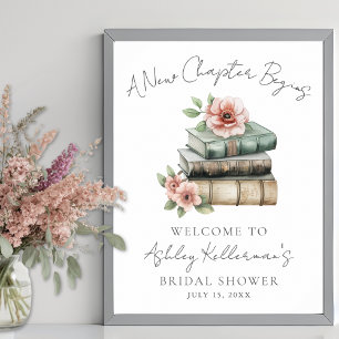 Poster Nouveau Chapitre Livre Floral Panneau de Bienvenue