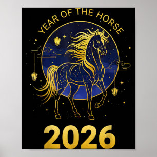 Poster Nouveau Cheval Chinois