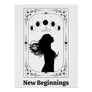 Poster Nouveau Début Carte Tarot Céleste Mystique Sorcièr