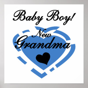 Poster Nouveau Grand-mère Baby Boy Blue Heart Cadeaux