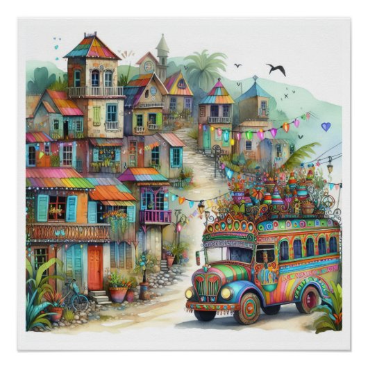 Poster NOUVEAU HAÏTI unique, Aruba, Antigua (Devant)