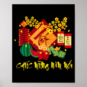 Poster Nouveau Joyeux Chuc Mung Lunaire Vietnamien