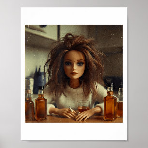 Poster Nouveau mème de visage de poupée en détresse drôle