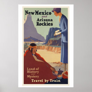 Poster Nouveau-Mexique et Arizona Rockies Voyage Vintage