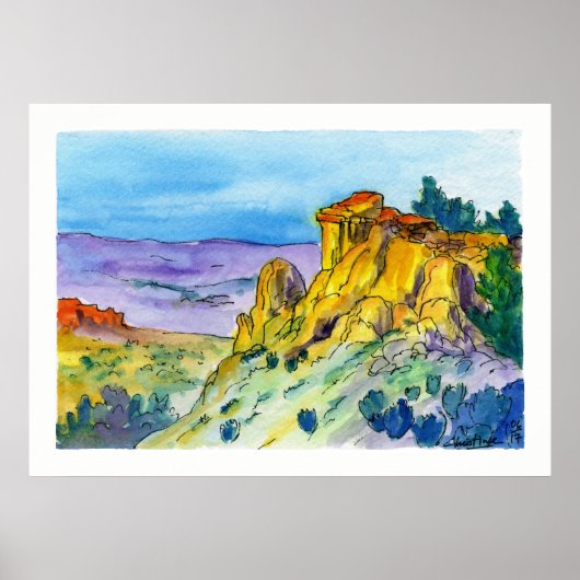 Poster Nouveau-Mexique Paysage Sentier Haut Désert 01 (Devant)