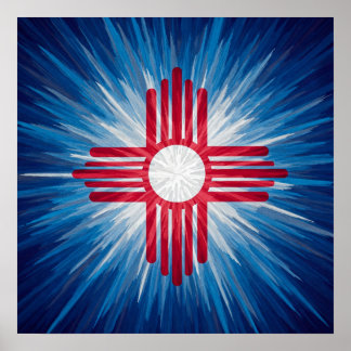 Poster Nouveau-Mexique Rouge Blanc et Bleu