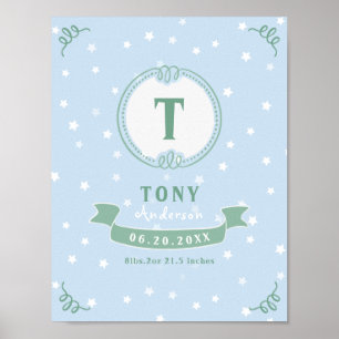 Poster Nouveau-né garçon gardiens de bébé personnalisé mo