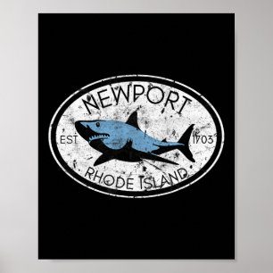 Poster Nouveau-Port Rhode Island Pêche Requin Poisson Pla