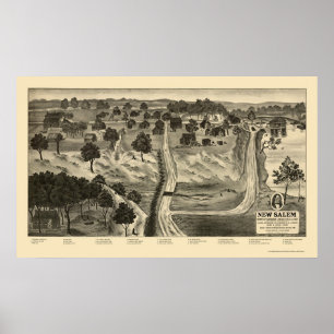 Poster Nouveau Salem, IL Carte panoramique - 1837