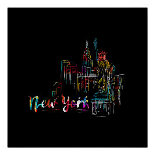 Poster Nouveau York Sky Battement de coeur Statue de la L