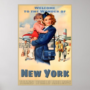 Poster Nouveau York TWA Airlines Audrey Hepburn Nouveau R