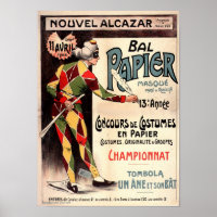 Nouvel Alcazar 1908 Clown Joker Publicité Vintage 