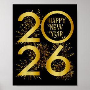 Poster Nouvel An 2026 Feu d'artifice - Joyeux Nouvel An 2