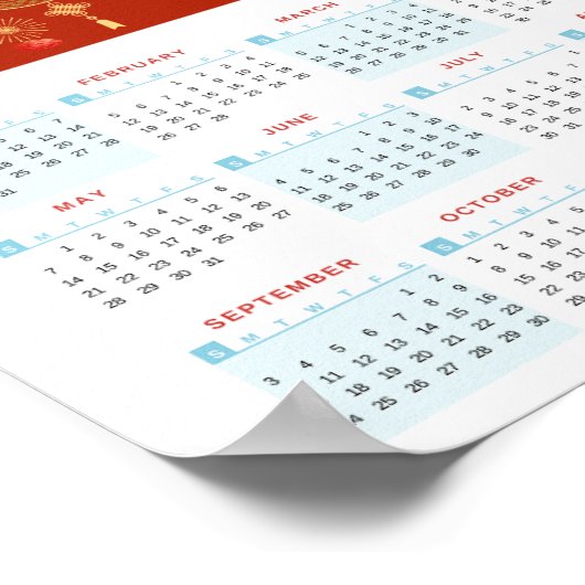 Poster Nouvel An chinois 2023 Calendrier des lapins (Coin)