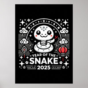 Poster Nouvel An chinois 2025 Année du serpent Année luna