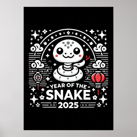 Poster Nouvel An chinois 2025 Année du serpent Année luna (Devant)