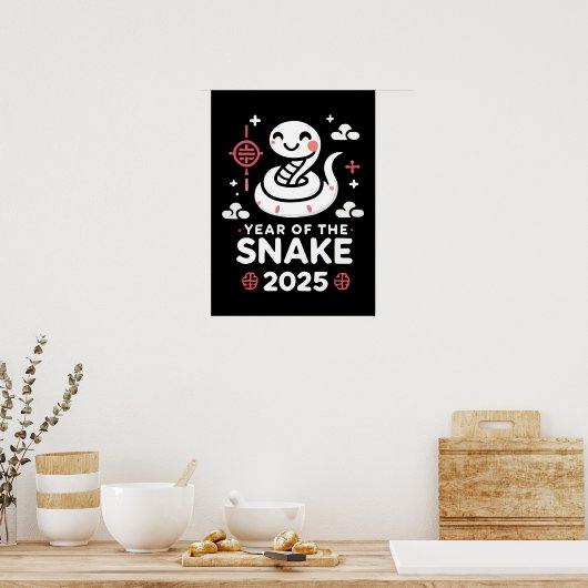 Poster Nouvel An chinois 2025 Année du serpent Année luna (Cuisine)