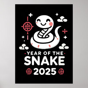 Poster Nouvel An chinois 2025 Année du serpent Année luna