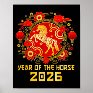 Poster Nouvel An chinois 2026 Année du Cheval Bonne Année