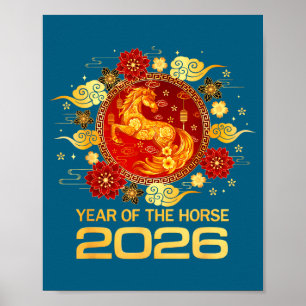 Poster Nouvel An chinois 2026 Année du Cheval Nouvel An l