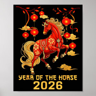 Poster Nouvel An chinois 2026 Cheval Nouvel An chinois he