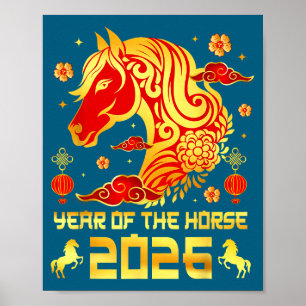 Poster Nouvel An chinois 2026 Cheval Nouvel An chinois he