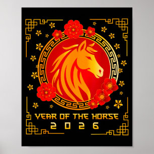 Poster Nouvel An chinois 2026 de l'année du cheval Nouvel
