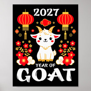 Poster Nouvel An chinois 2027 Année de la Chèvre 2027 Nou
