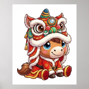 Poster Nouvel An Chinois Cheval 2026 Zodiaque