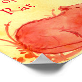 Poster Nouvel An chinois de l'aquarelle du Rat (Coin)