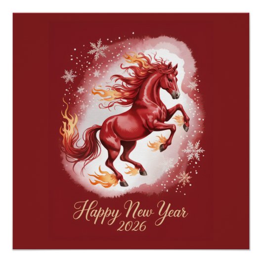 Poster Nouvel An chinois du Cheval 2026 (Devant)