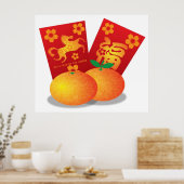 Poster Nouvel An chinois du cheval Mandarin Oranges (Cuisine)