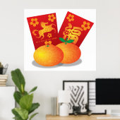 Poster Nouvel An chinois du cheval Mandarin Oranges (Bureau à domicile)