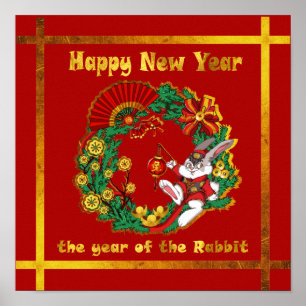Poster Nouvel An chinois du lapin