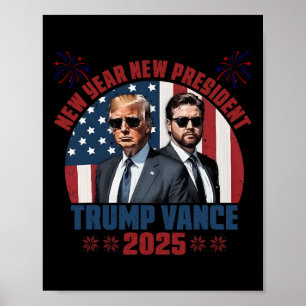 Poster Nouvel An Le nouveau président Trump Vance Préside