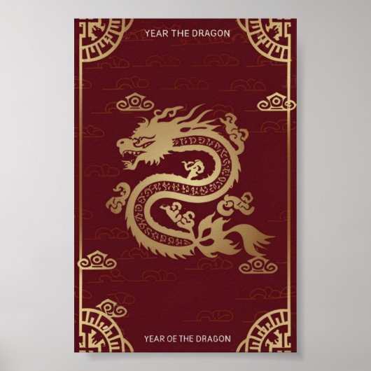 Poster Nouvel An Lunaire Chinois Du Dragon (Devant)