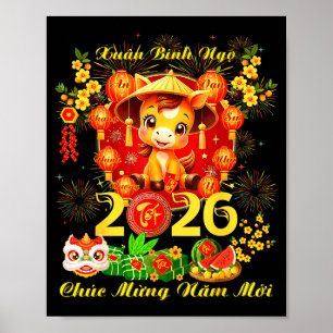 Poster Nouvel An lunaire vietnamien drôle - Tet 2026 anné