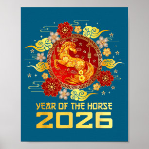 Poster Nouvelle année chinoise 2026 année du cheval