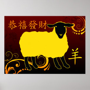 Poster nouvelle année chinoise des moutons