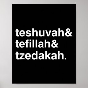 Poster Nouvelle année juive Yom Kippur Teshuvah Tefillah