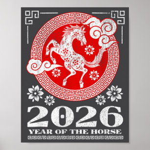 Poster Nouvelle année lunaire chinoise 2026 Cheval de feu