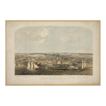 Nouvelle Berne Caroline du Nord 1864 Carte panoram