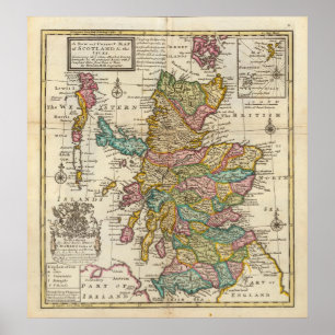 Poster Nouvelle carte correcte de l'Ecosse et des îles