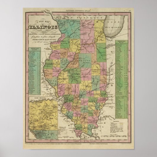 Poster Nouvelle Carte De L'Illinois (Devant)