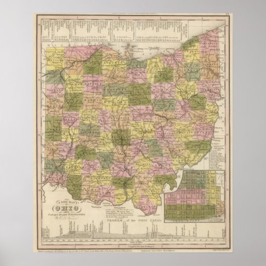Poster Nouvelle Carte De L'Ohio (Devant)